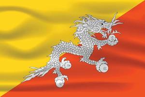 The Realistic National flag of Bhutan vector