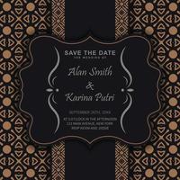 dark black wedding invitation with pattern vector