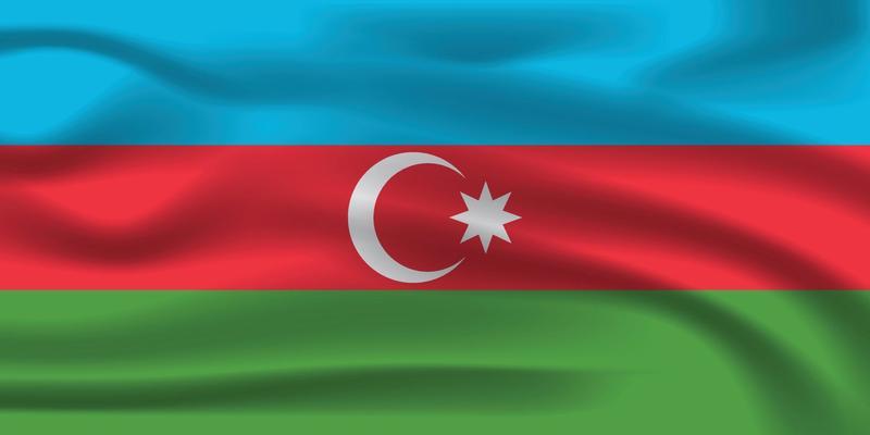 The Realistic National flag of Azerbaijan