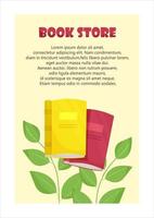 Books on branches with leaves banner for bookstore. Lovers reading books concept. Vector illustration in flat style.