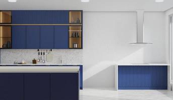 cooking room with a dinning table - wall. 3D rendering. photo