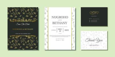Luxury wedding invitation template with abstract leaf pattern and ornament