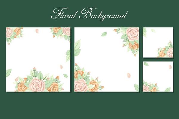 Square background with rose and greenery frame border for social media post template, greeting card, wedding or engagement invitation and poster design