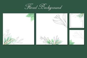 Square background with greenery leaves frame border for social media post template, greeting card, wedding or engagement invitation and poster design vector