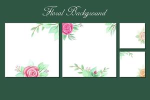 Square background with rose and greenery frame border for social media post template, greeting card, wedding or engagement invitation and poster design vector