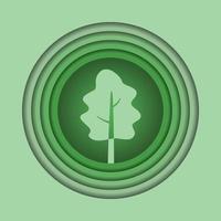 Tree shape in paper cut out style, illustration on green energy subject. vector