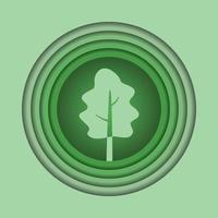 Tree shape in paper cut out style, illustration on green energy subject. vector