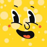 Vector Colorful Illustration of of Smiled Emotion Face. Funny comic book characters on square poster. Bright cartoon-styled elements for your design of wallpaper, t-shirt print, graphic print