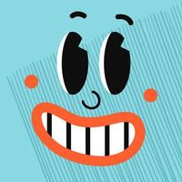 Vector Colorful Illustration of of Smiled Emotion Face. Funny comic book characters on square poster. Bright cartoon-styled elements for your design of wallpaper, t-shirt print, graphic print