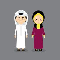 Couple Character Qatar Wearing Traditional Dress