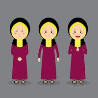 personaje qatar con varias expresiones vector