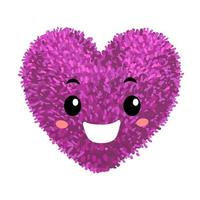 Vector Colorful Illustration of Soft Toy in the Shape of a Heart with cute face isolated on white background
