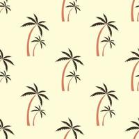 Vintage tropical palm trees on belgie background. Cute doodle summer template with palm tree. Holiday island mood paradise. Exotic jungle printing. Hand drawn trendy seamless pattern. vector