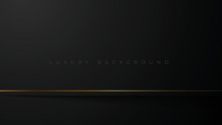 Abstract luxury black background with gold lines. Minimal elegant dark background. Premium vector illustration