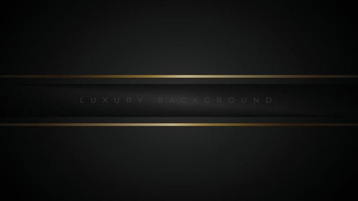 Abstract luxury black background with gold lines. Minimal elegant dark background. Premium vector illustration