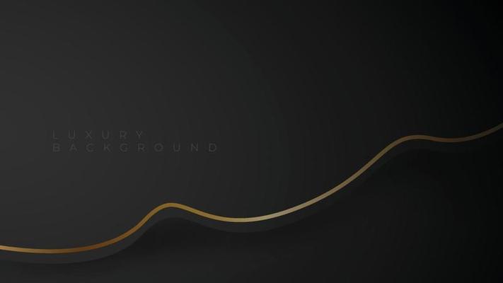 Abstract black wave and gold lines background. Dark wavy shape with golden lines. Luxury background vector illustration.