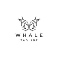 Whale tail line logo design template flat vector