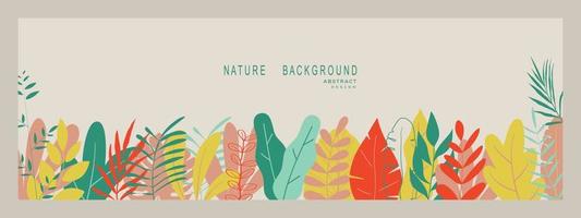 Abstract nature background with leaves and plants. Copy space for text. Vector illustration