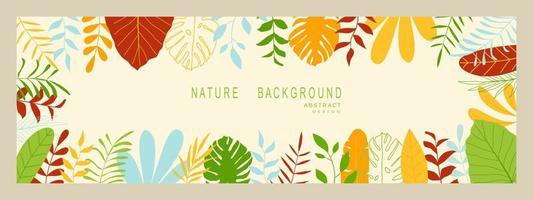 Abstract nature background with leaves and plants. Copy space for text. Vector illustration