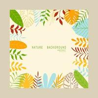 Abstract nature background with leaves and plants. Copy space for text. Vector illustration