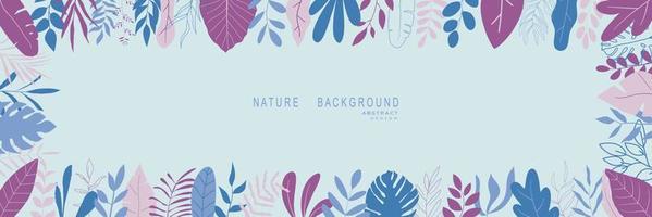 Abstract nature background with leaves and plants. Copy space for text. Vector illustration