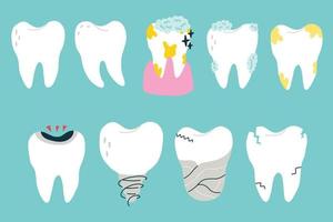 colección de dientes blancos en varios estados vector