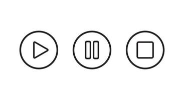 reproducir, pausar y detener el vector de iconos en estilo de línea
