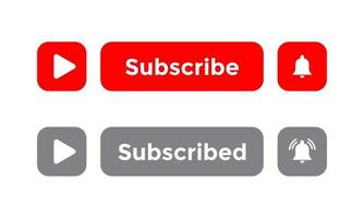 Subscribe and subscribed icon vector. Set of buttons to promote streaming video channel vector