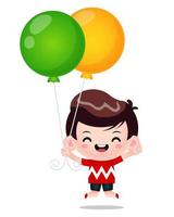 Cute Boy Jump With Balloon vector