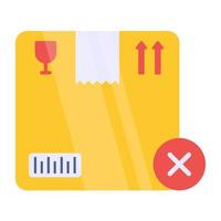 A flat design icon of parcel cancel vector