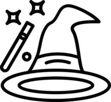 icono de línea de vector de sombrero de mago