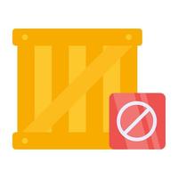 Conceptual flat design icon of wooden crate ban vector