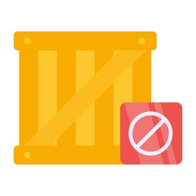 Conceptual flat design icon of wooden crate ban