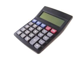 calculadora sobre un fondo blanco foto