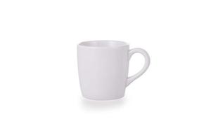 White ceramic mug on white background photo