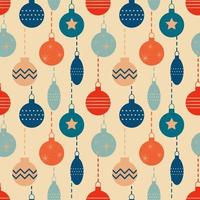 Christmas New Year seamless pattern with tree toys . vector