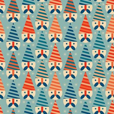 Christmas New Year seamless pattern with Santa Claus heads .