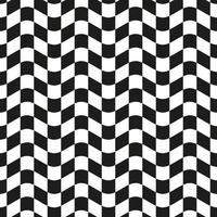 Seamless psychedelic geometric pattern with black and white squares. Optical illusion background vector