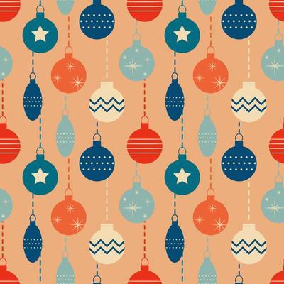 Christmas New Year seamless pattern with tree toys .