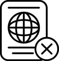 icono de línea de vector de pasaporte