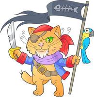 cute cat pirate vector