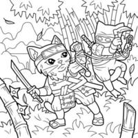 funny cat samurai vector