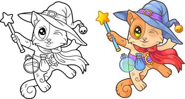 cute witch cat vector