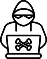 icono de línea de vector de hacker