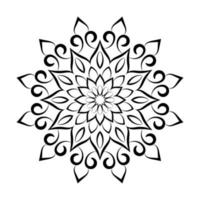 Mandala flower pattern with Arabic ethnic style Indian black and white floral outline art vector