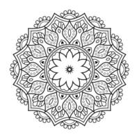 Mandala flower pattern with Arabic ethnic style Indian black and white floral outline art vector