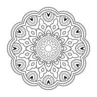 Mandala flower pattern with Arabic ethnic style Indian black and white floral outline art vector