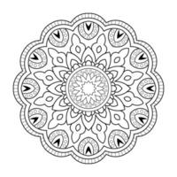 Mandala flower pattern with Arabic ethnic style Indian black and white floral outline art vector