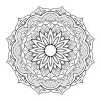 patrón de flores de mandala con estilo étnico árabe arte de contorno floral en blanco y negro indio vector