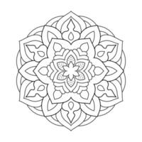 Mandala flower pattern with Arabic ethnic style Indian black and white floral outline art vector
